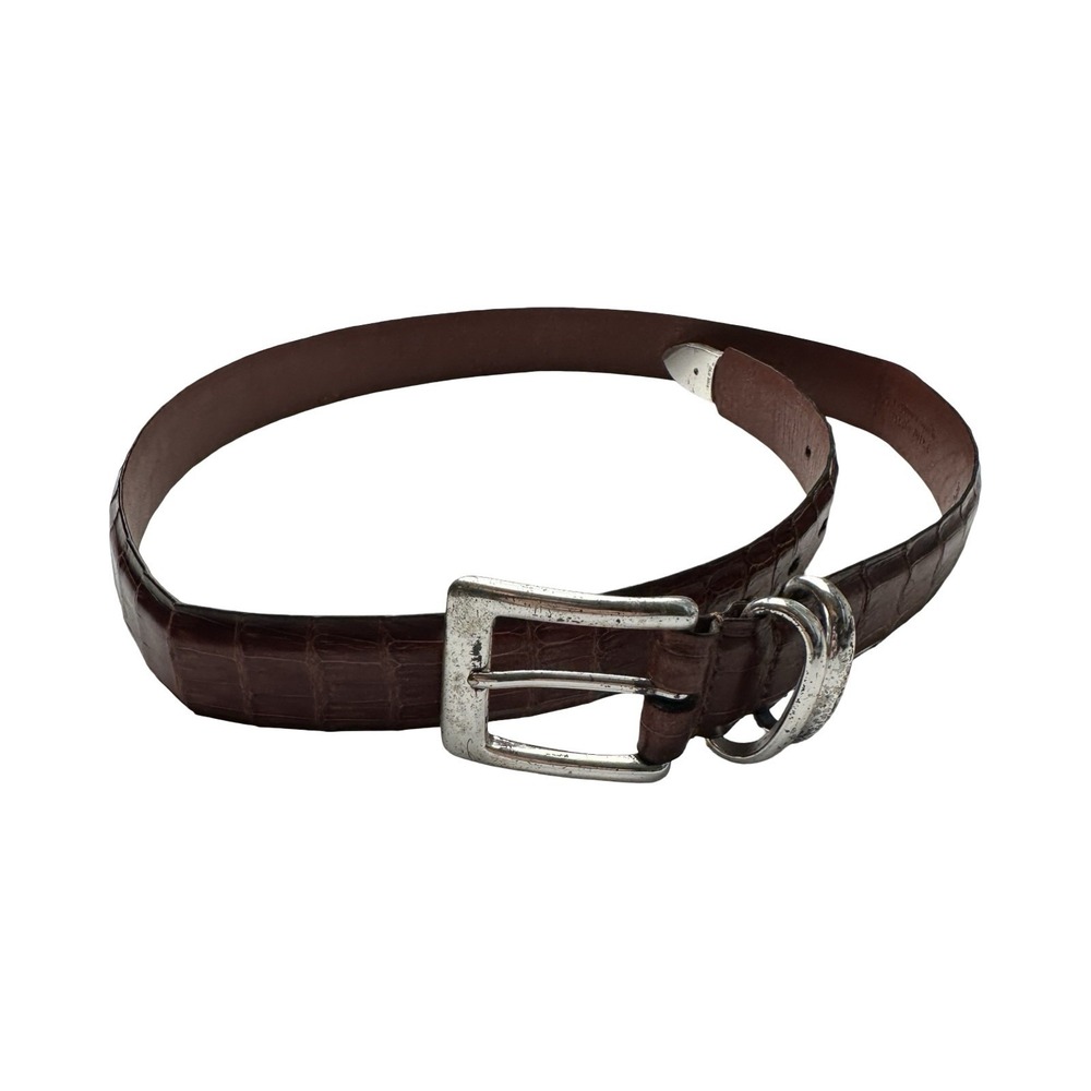 Bespoke Brown Genuine Crocodile Mens 1.25 Inch Belt Size 34 Made in USA